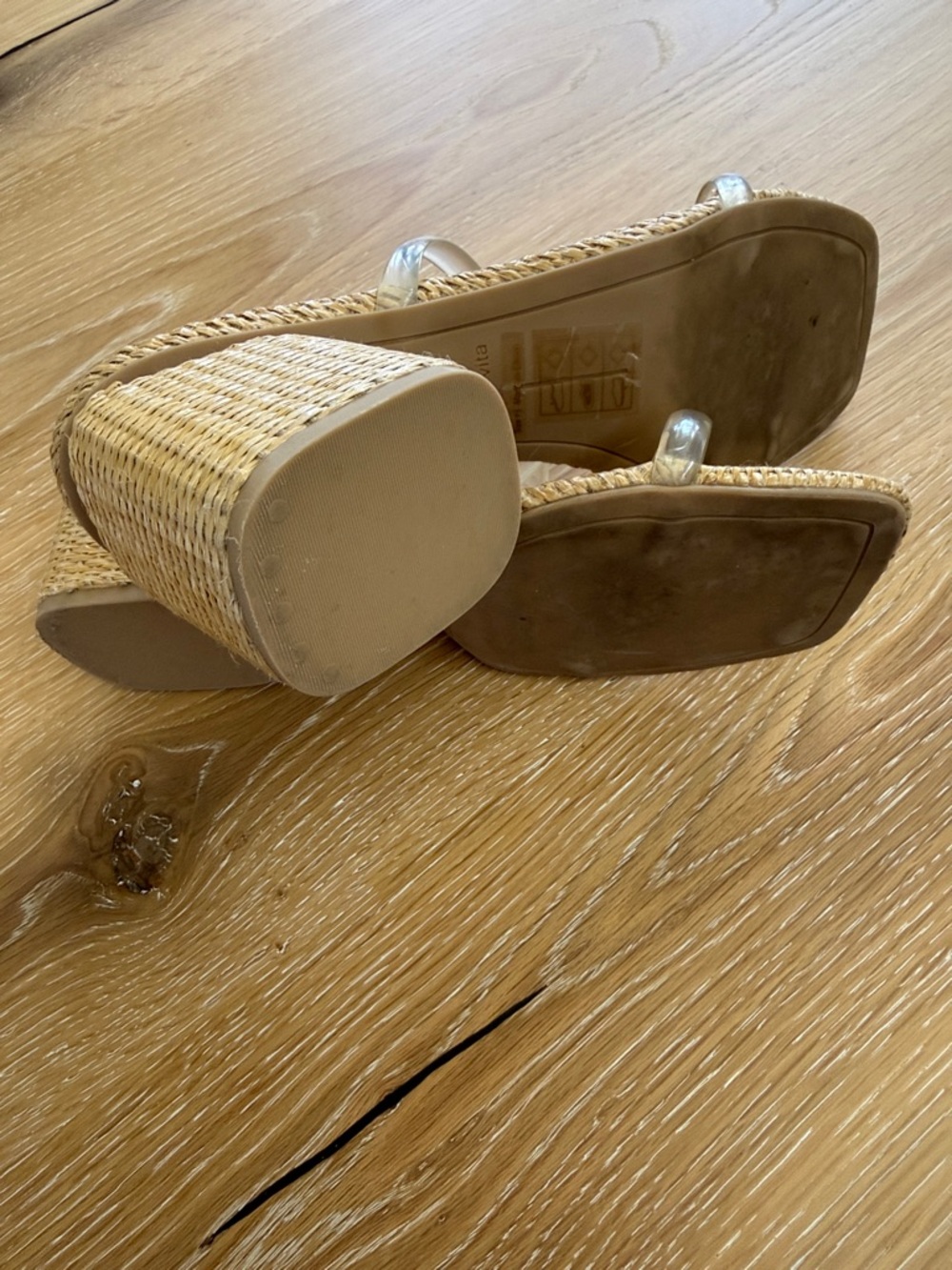 Dolce Vita Tan Woven Wedge Sandals with Clear Straps - Picture 6 of 6